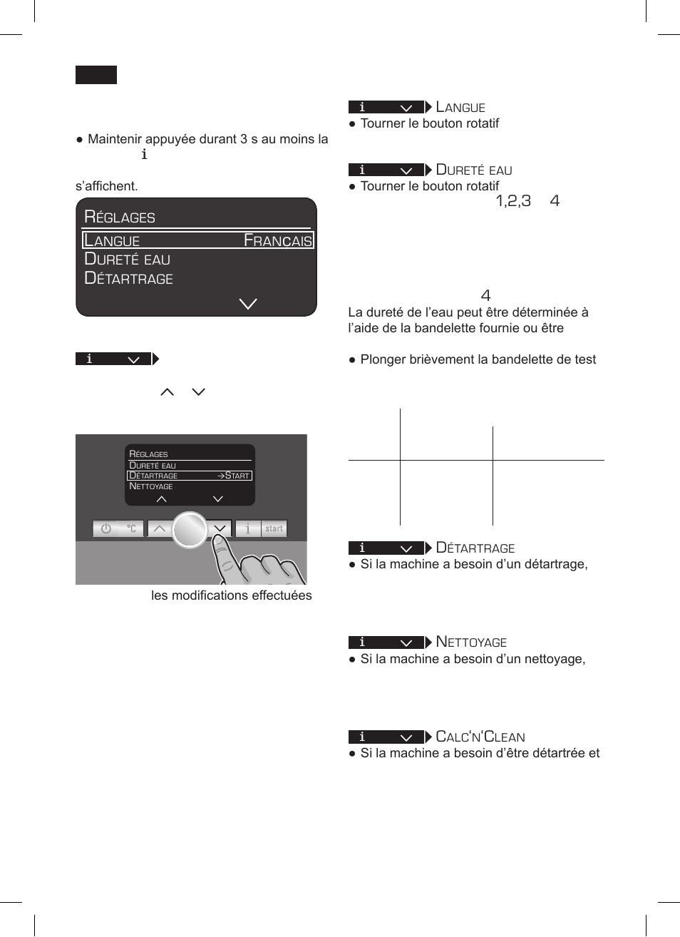 Réglages menu | Siemens TK 73001 User Manual | Page 54 / 132