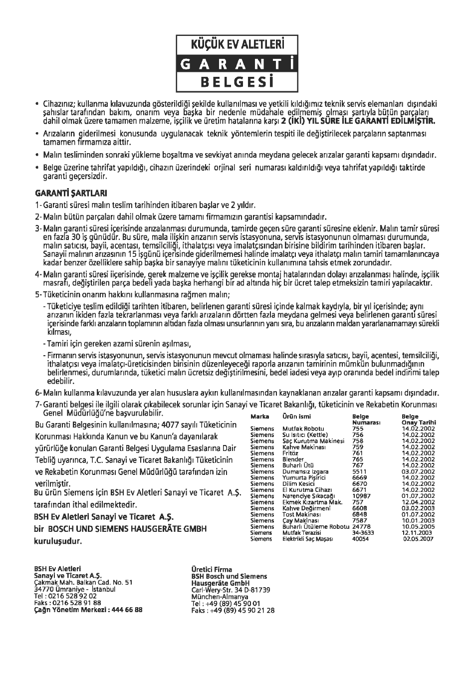 Siemens TK69001 User Manual | Page 149 / 155