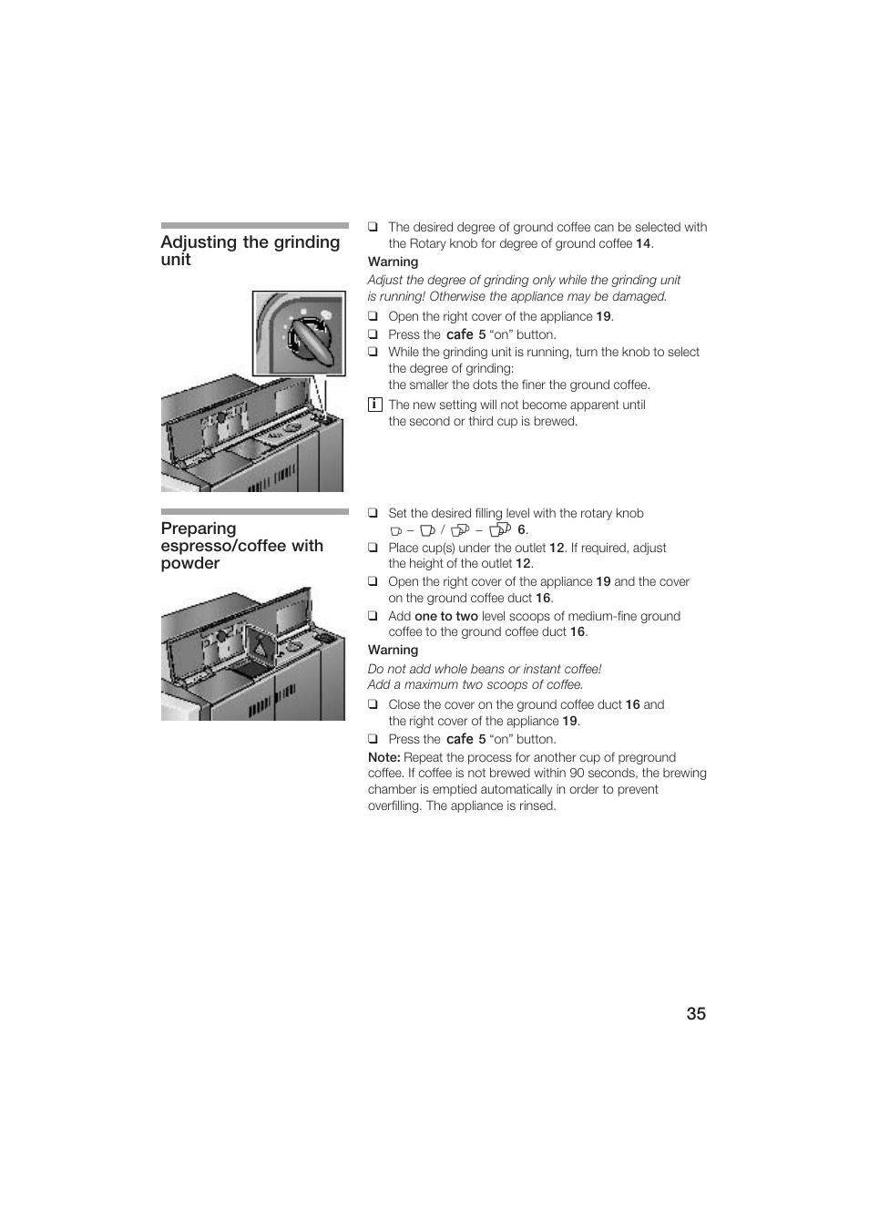 Adjusting the grinding unit | Siemens TK69001 User Manual | Page 35 / 155