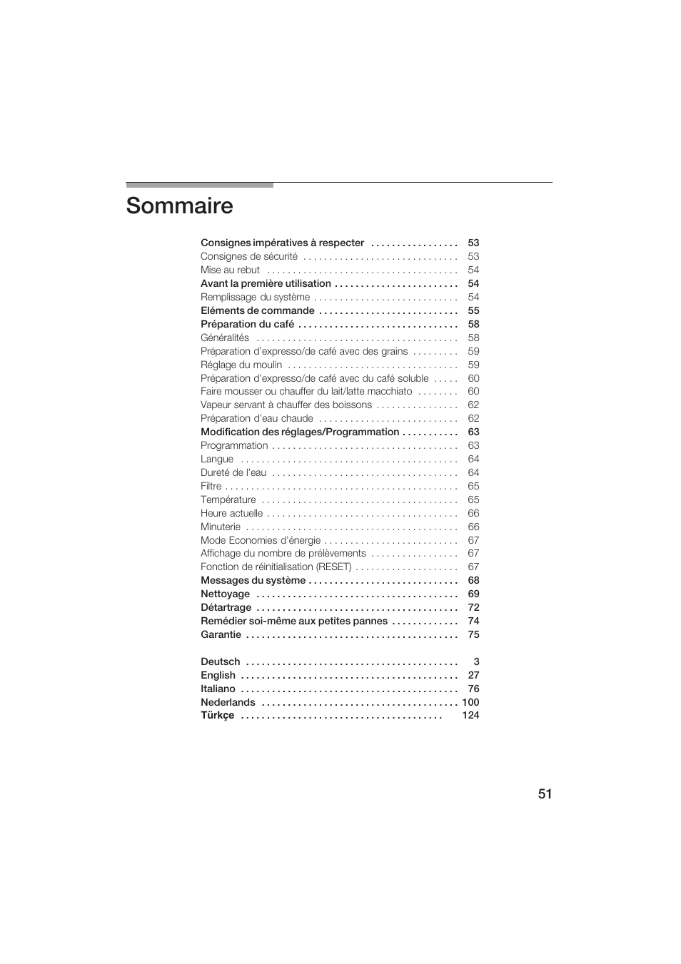 Sommaire | Siemens TK69001 User Manual | Page 51 / 155