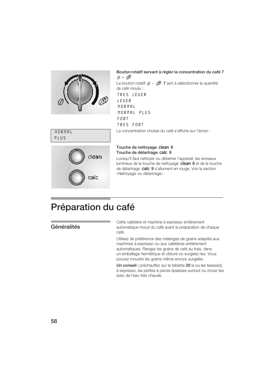 Préparation du café, Généralités | Siemens TK69001 User Manual | Page 58 / 155