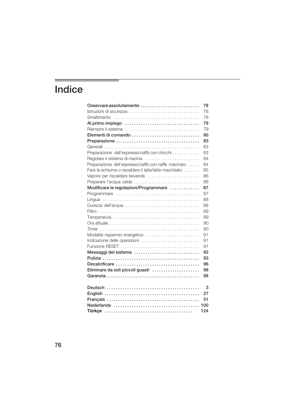 Indice | Siemens TK69001 User Manual | Page 76 / 155