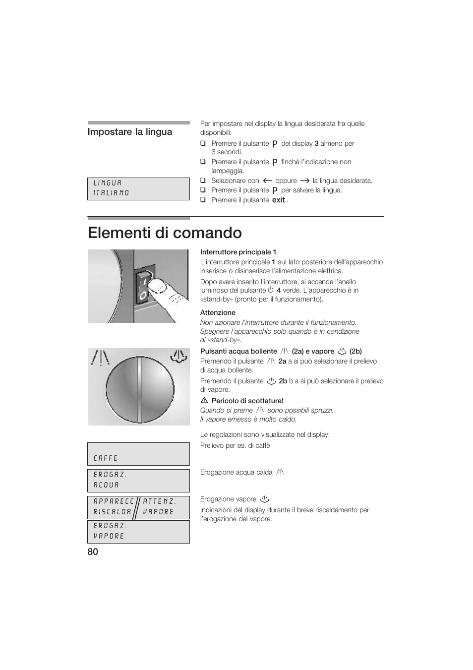Elementi di comando, Impostare la lingua | Siemens TK69001 User Manual | Page 80 / 155