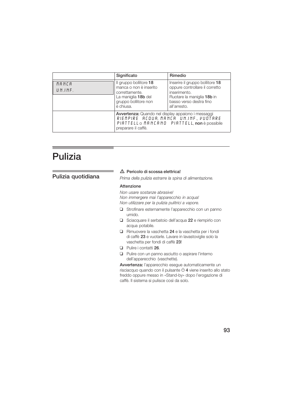 Pulizia, Pulizia quotidiana | Siemens TK69001 User Manual | Page 93 / 155