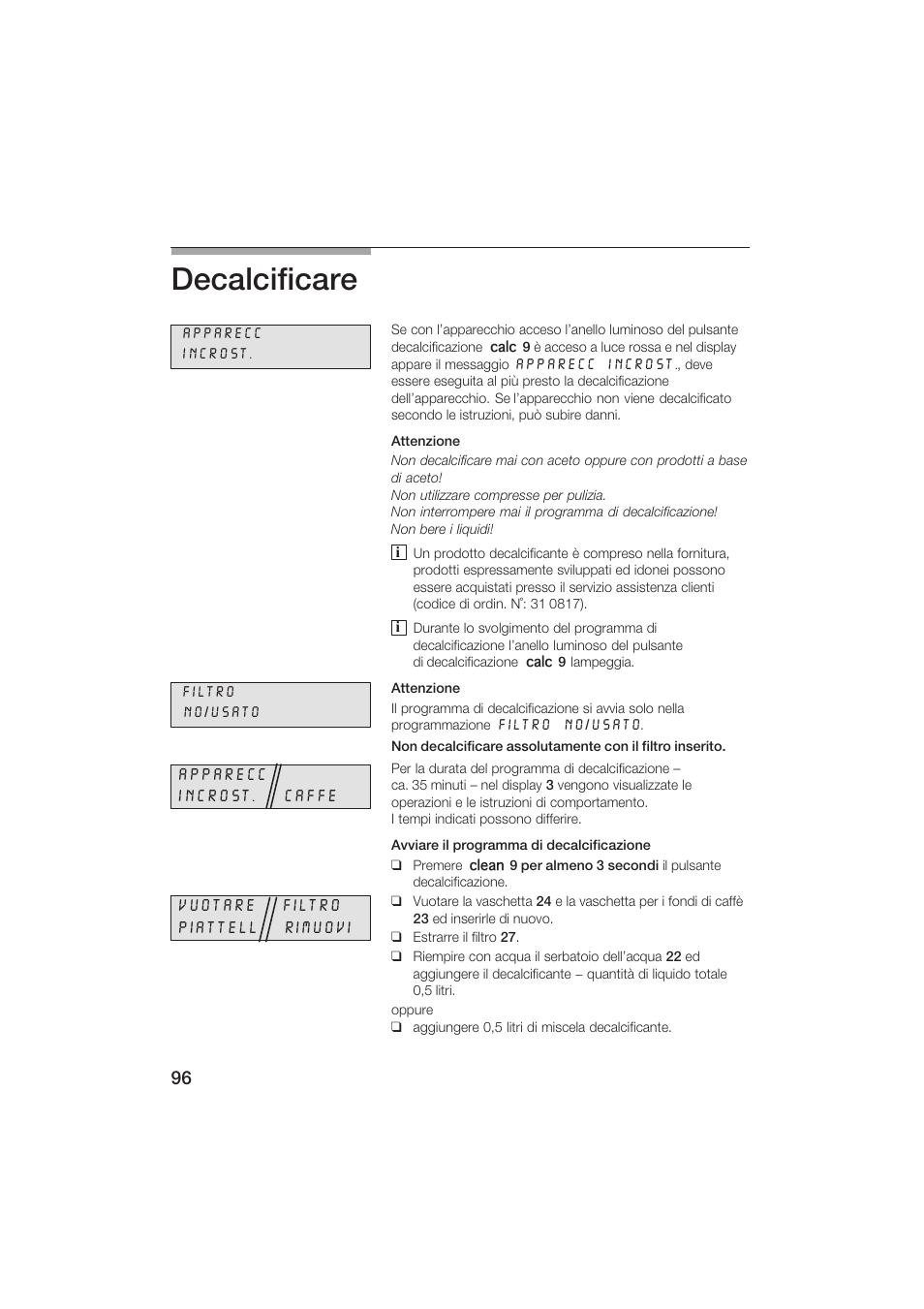 Decalcificare | Siemens TK69001 User Manual | Page 96 / 155