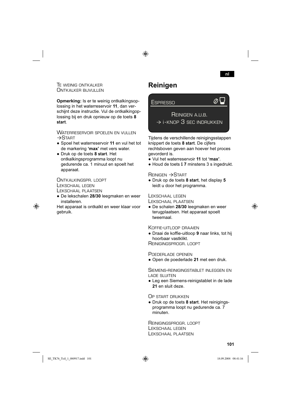Reinigen | Siemens TK76009 User Manual | Page 105 / 136