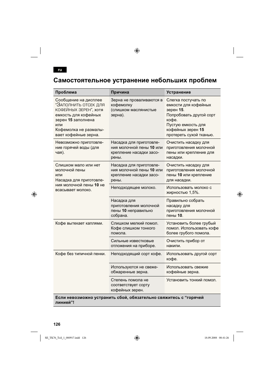 Самостоятельное устранение небольших проблем | Siemens TK76009 User Manual | Page 130 / 136