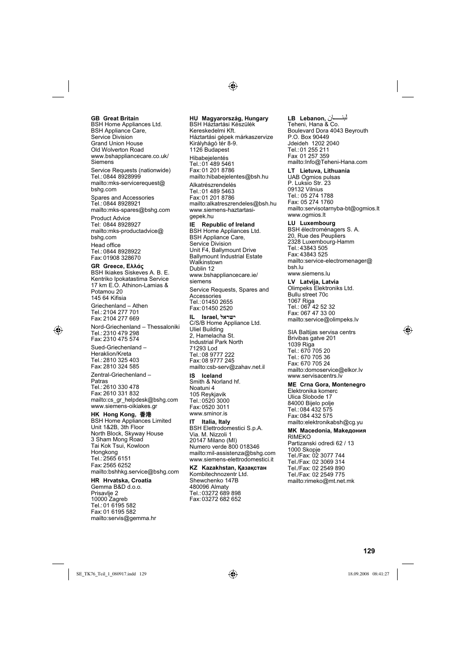 Siemens TK76009 User Manual | Page 133 / 136