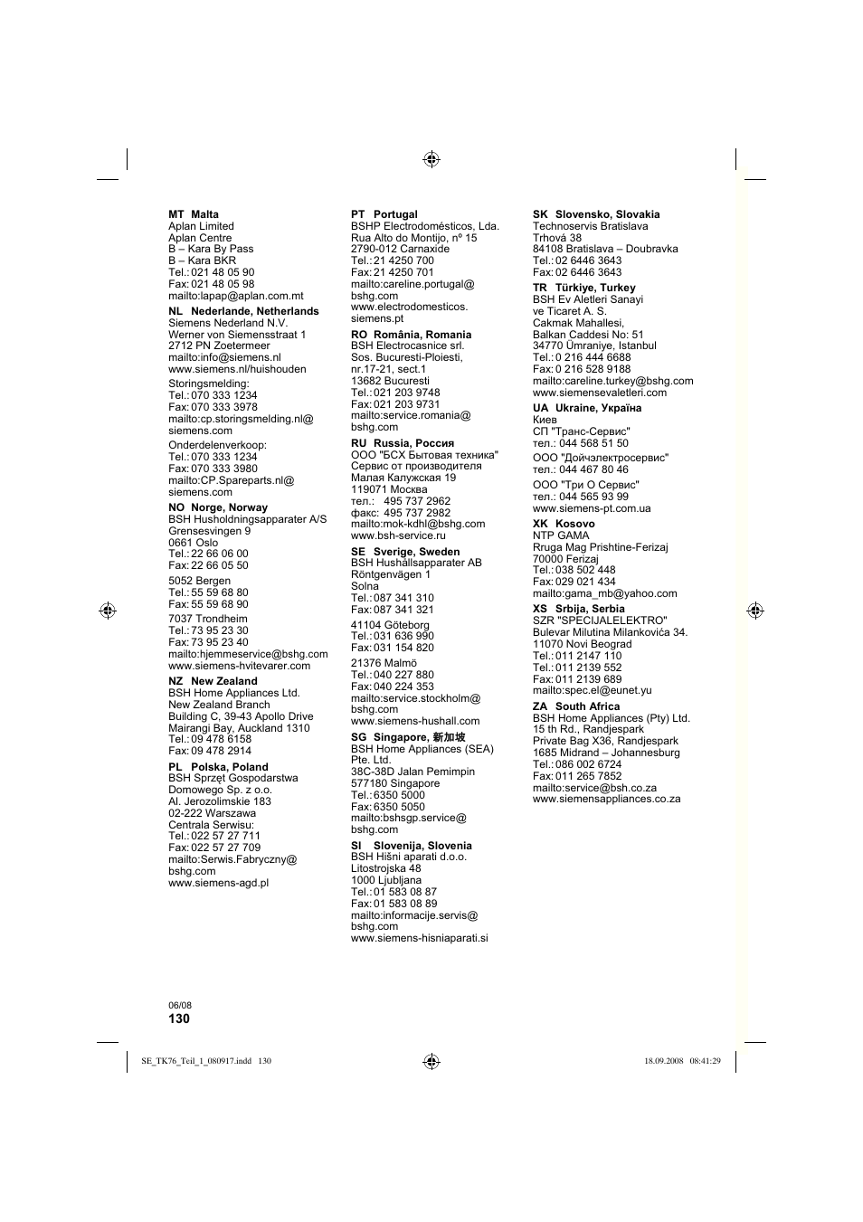 Siemens TK76009 User Manual | Page 134 / 136