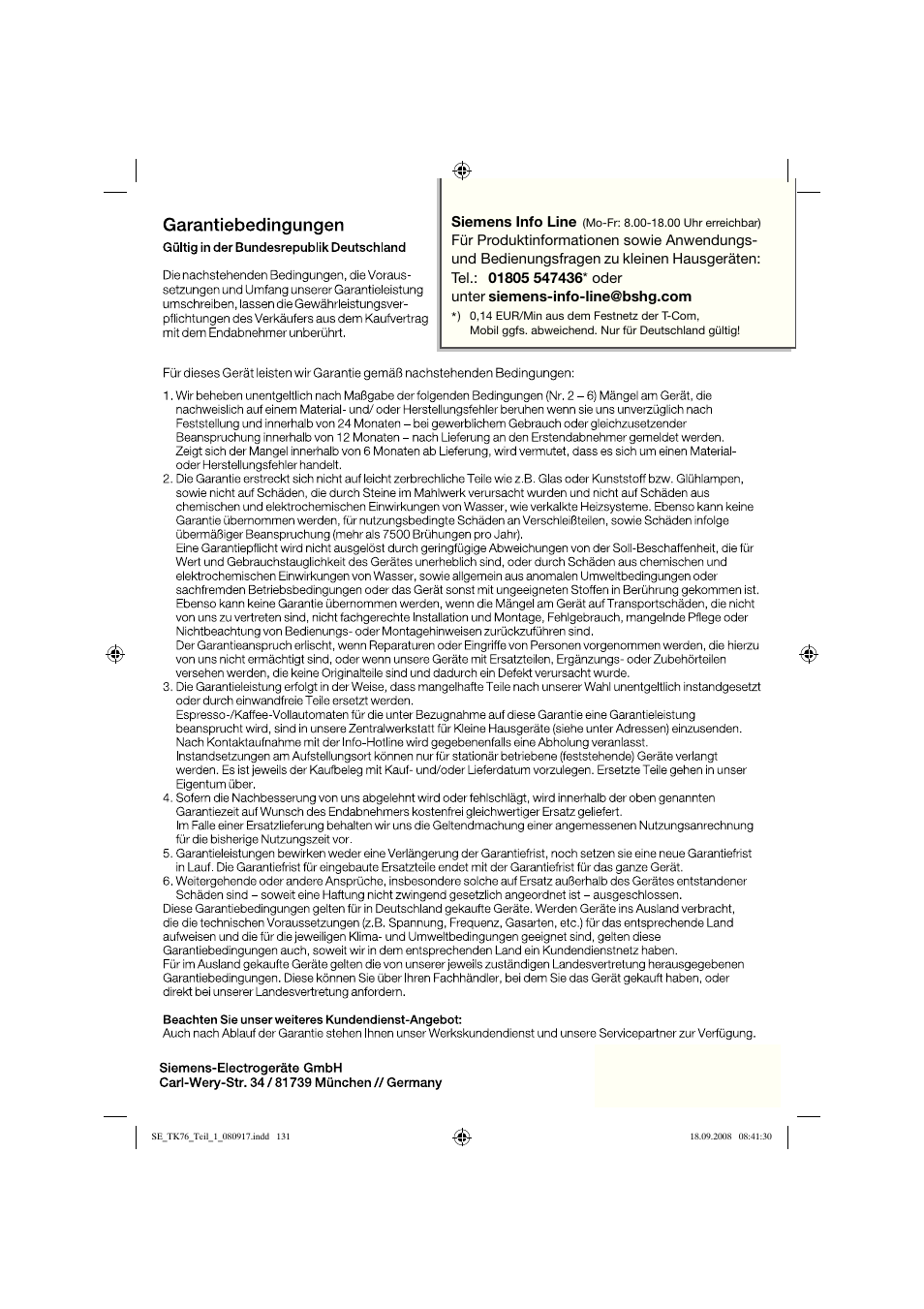 Siemens TK76009 User Manual | Page 135 / 136