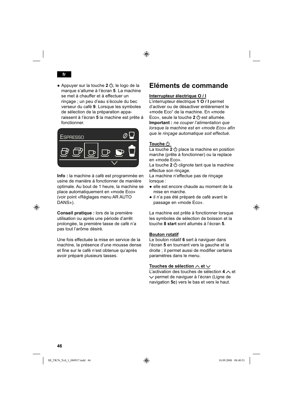 Eléments de commande | Siemens TK76009 User Manual | Page 50 / 136