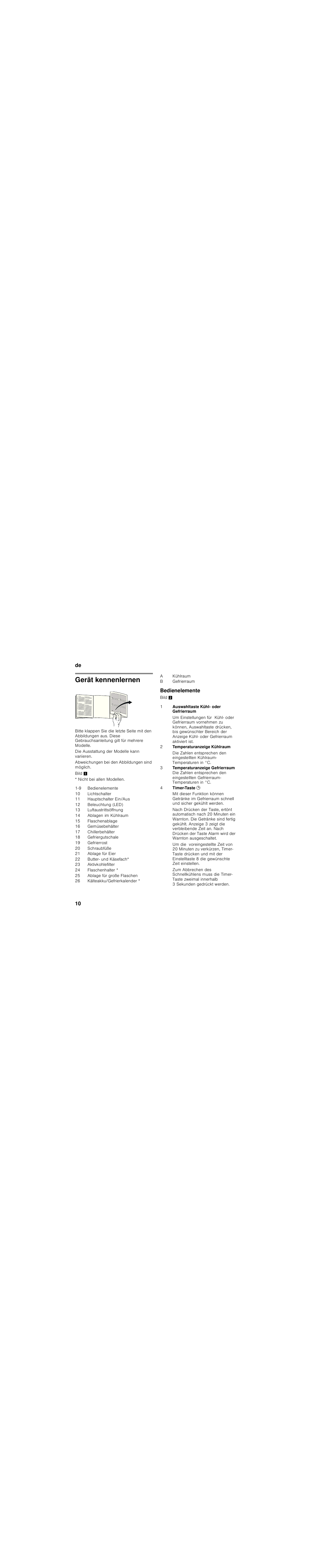 Gerät kennenlernen, Bedienelemente | Bosch KGN36SR31 Réfrigérateur-congélateur combiné Premium Luxe User Manual | Page 10 / 114