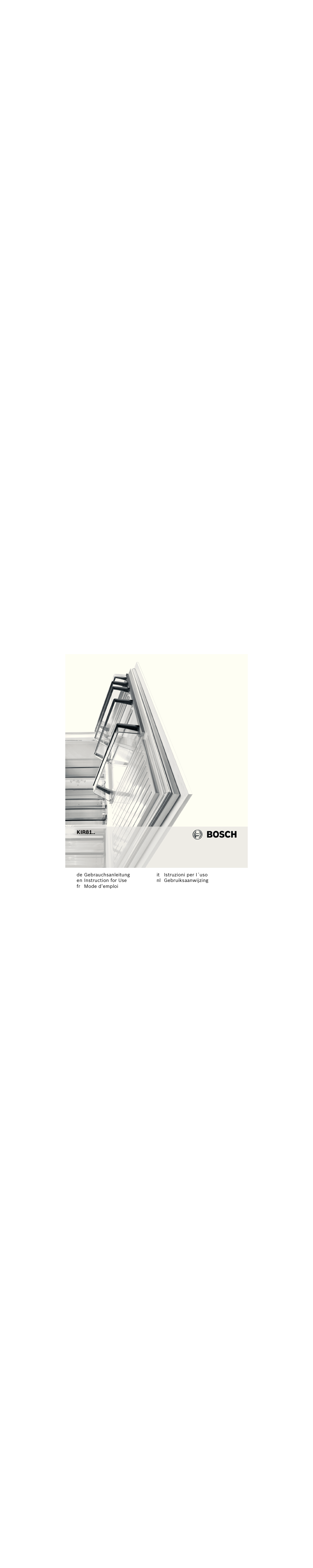 Bosch KIR81AF30 Réfrigérateur intégrable Premium Fixation de porte à pantographe User Manual | 81 pages