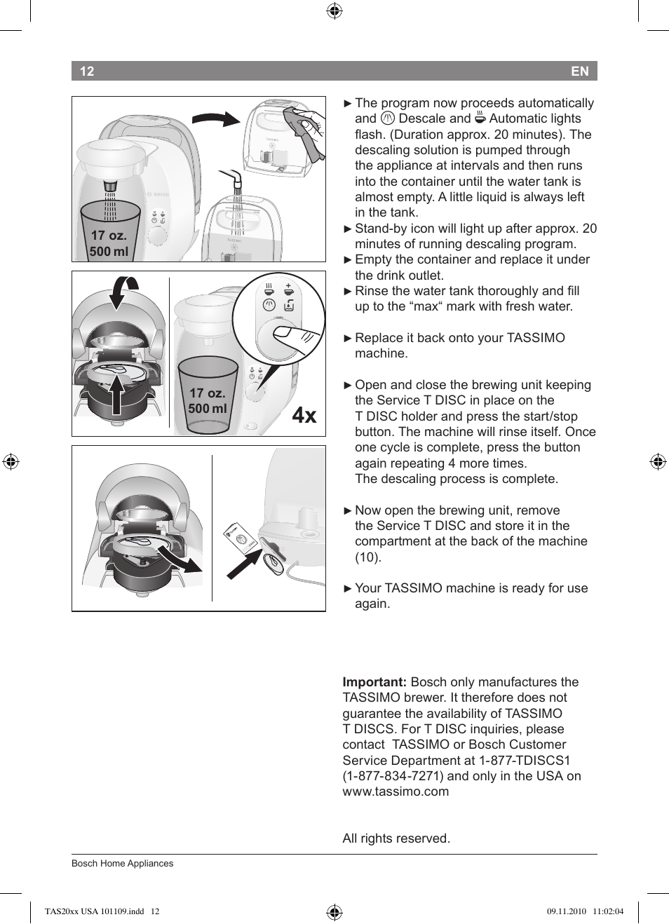 Bosch TASSIMO T20 NOIR CAFE MULTIBOISSONS TAS2002 User Manual | Page 14 / 58