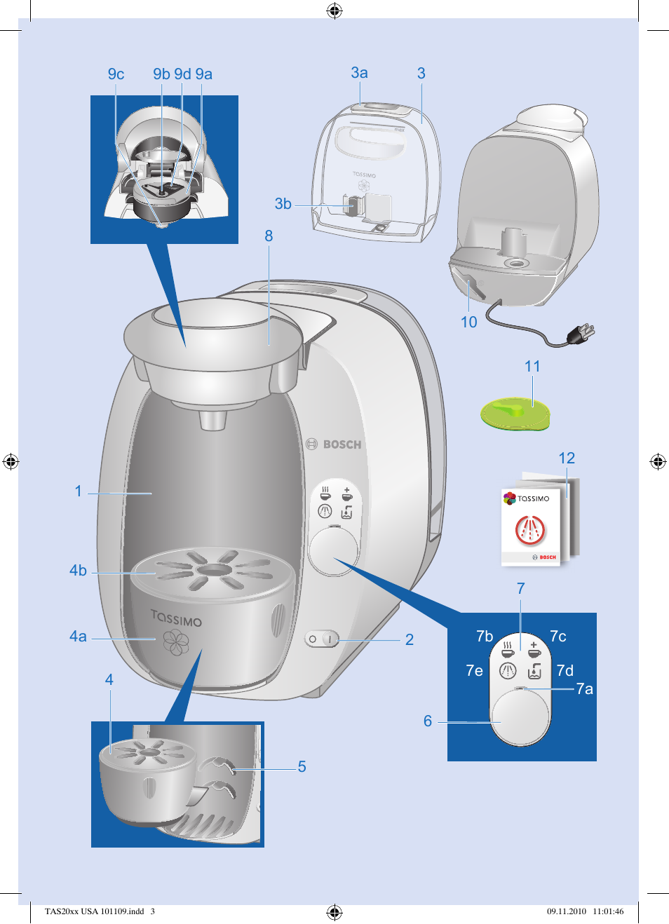 Bosch TASSIMO T20 NOIR CAFE MULTIBOISSONS TAS2002 User Manual | Page 3 / 58