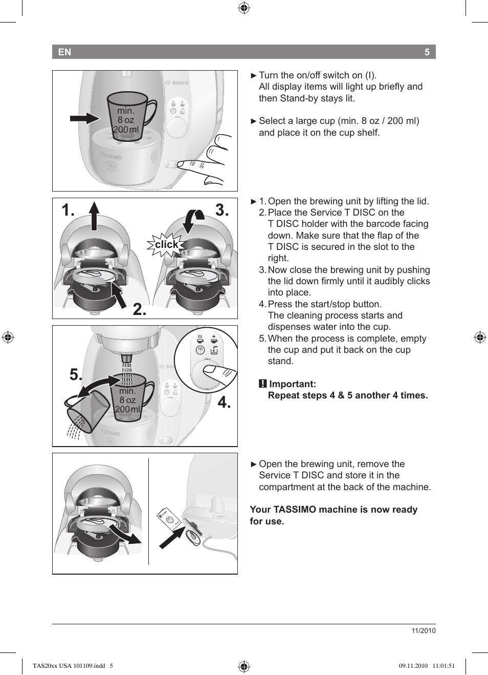 Bosch TASSIMO T20 NOIR CAFE MULTIBOISSONS TAS2002 User Manual | Page 7 / 58