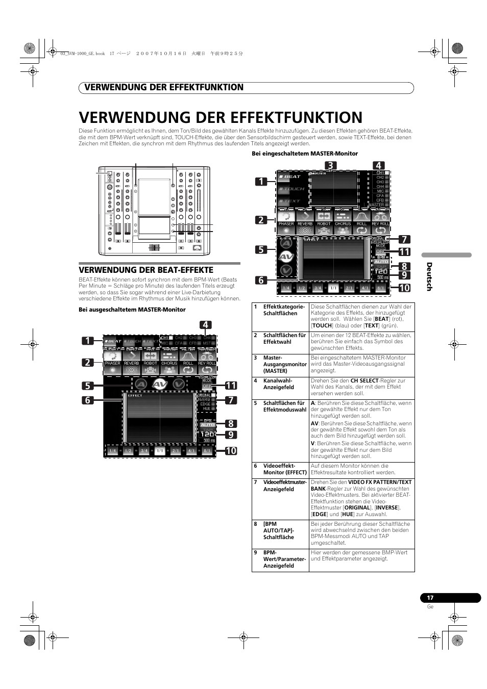 Verwendung der effektfunktion, Verwendung der beat-effekte | Pioneer SVM-1000 User Manual | Page 109 / 326