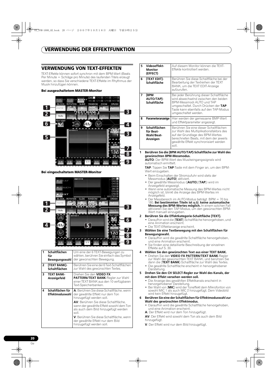 Verwendung von text-effekten, Verwendung der effektfunktion | Pioneer SVM-1000 User Manual | Page 112 / 326