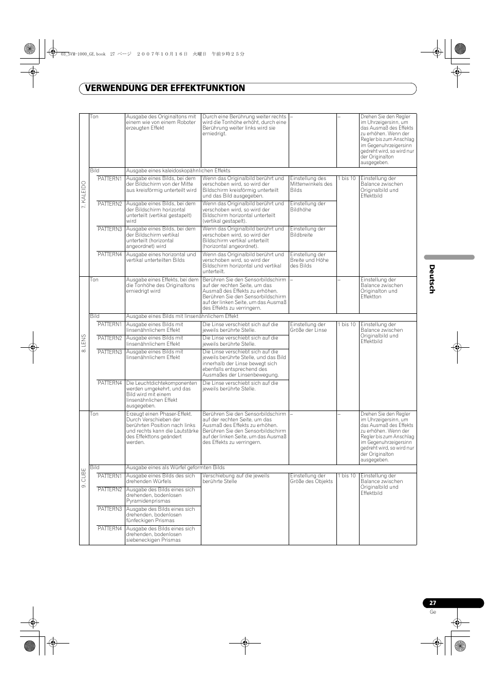 Verwendung der effektfunktion | Pioneer SVM-1000 User Manual | Page 119 / 326