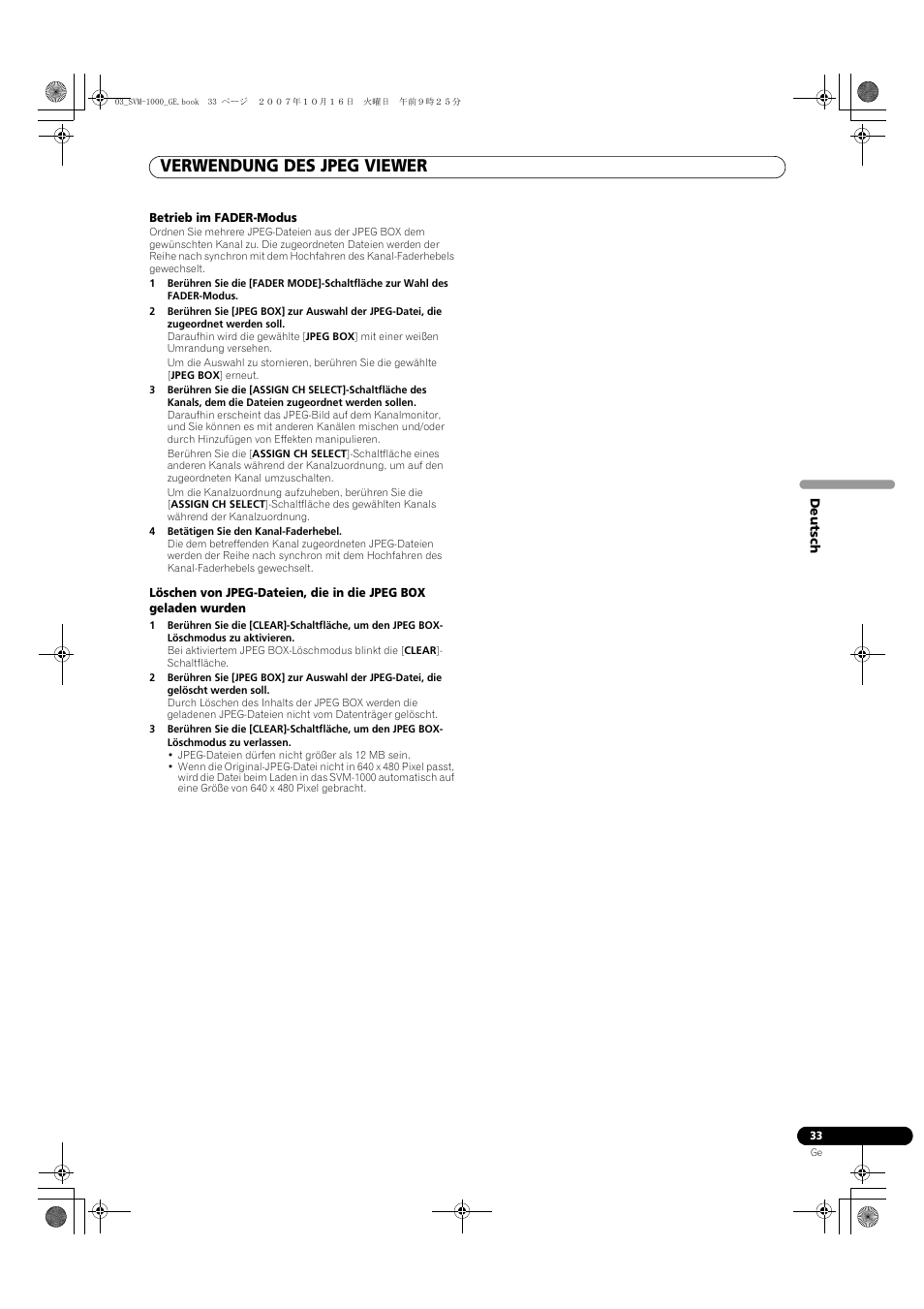 Verwendung des jpeg viewer | Pioneer SVM-1000 User Manual | Page 125 / 326