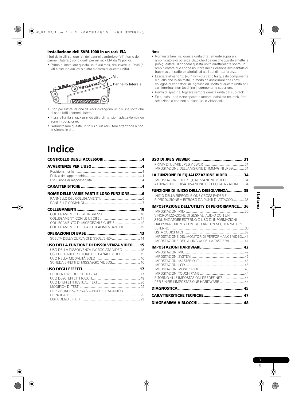 Istruzioni per l’uso, Indice | Pioneer SVM-1000 User Manual | Page 141 / 326