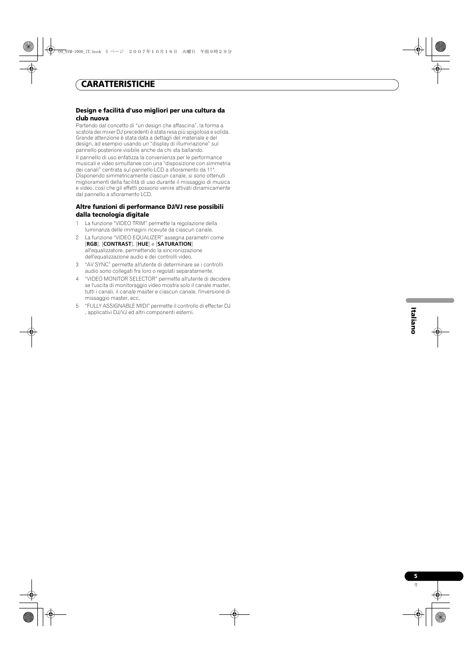 Caratteristiche | Pioneer SVM-1000 User Manual | Page 143 / 326