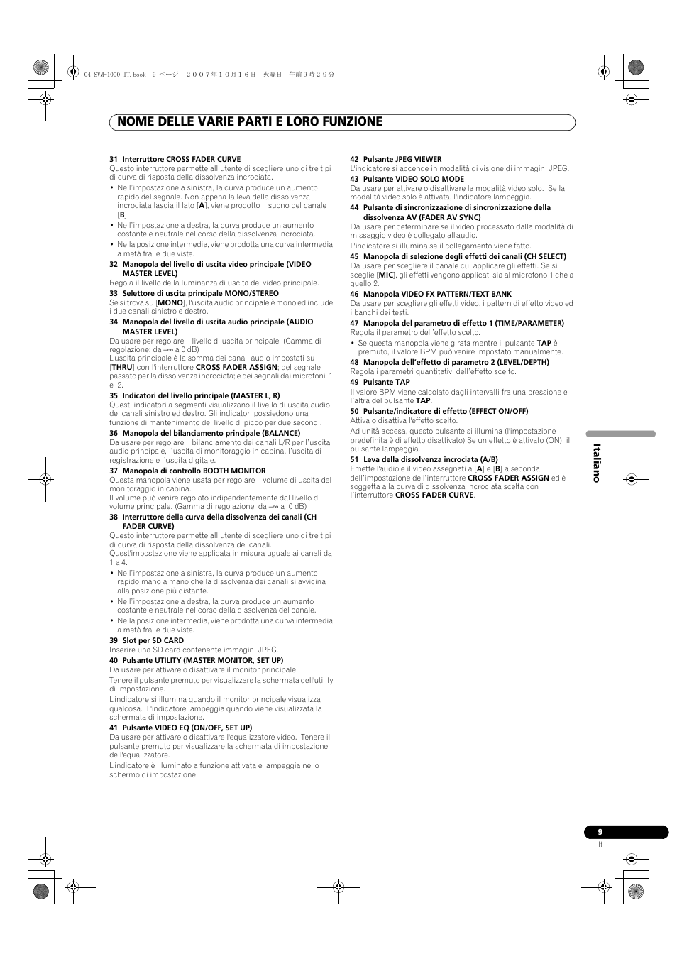 Nome delle varie parti e loro funzione | Pioneer SVM-1000 User Manual | Page 147 / 326