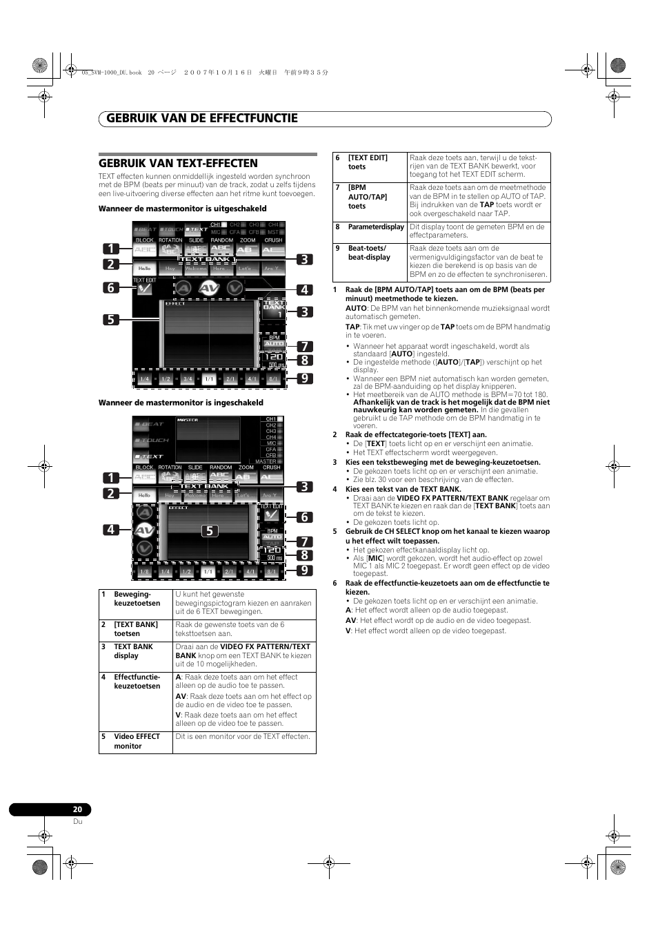 Gebruik van text-effecten, Gebruik van de effectfunctie | Pioneer SVM-1000 User Manual | Page 204 / 326