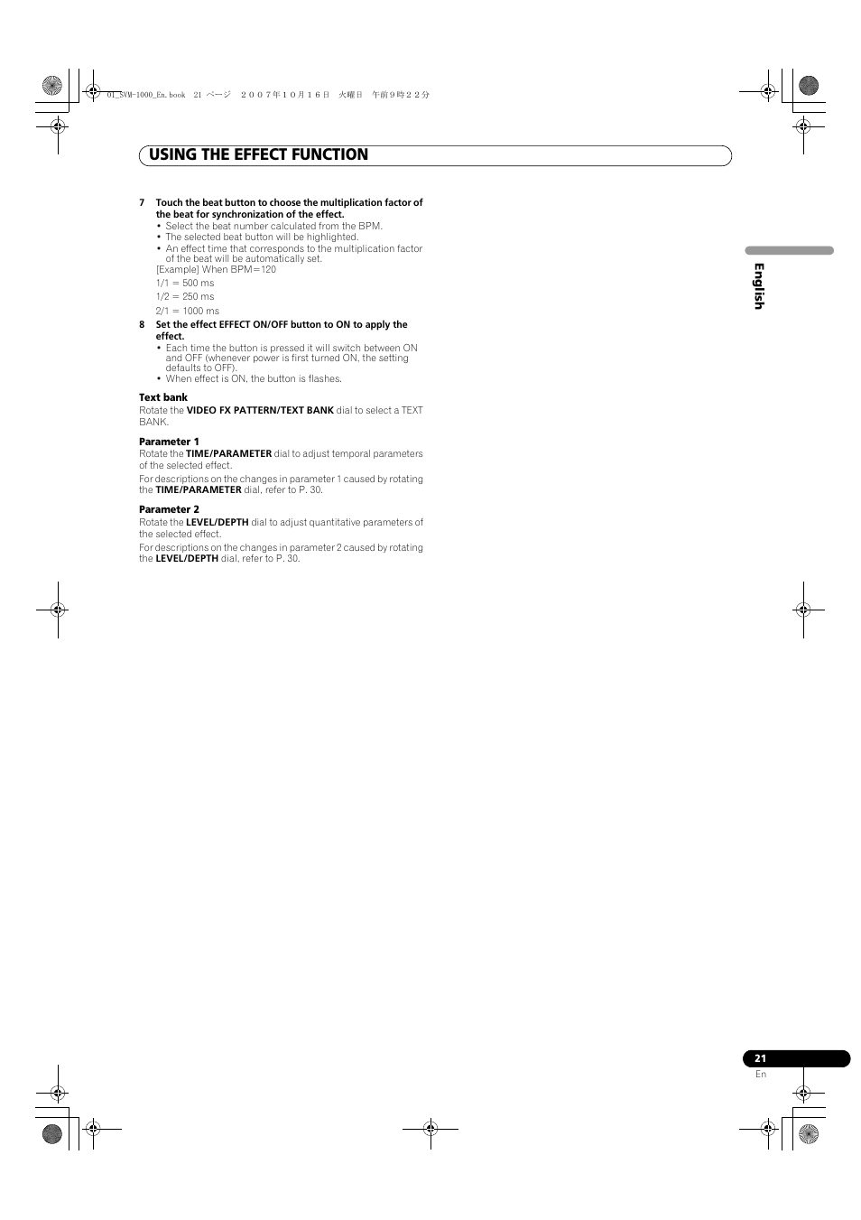 Using the effect function | Pioneer SVM-1000 User Manual | Page 21 / 326