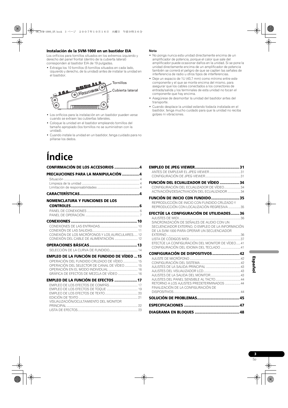 Manual de instrucciones, Índice | Pioneer SVM-1000 User Manual | Page 233 / 326