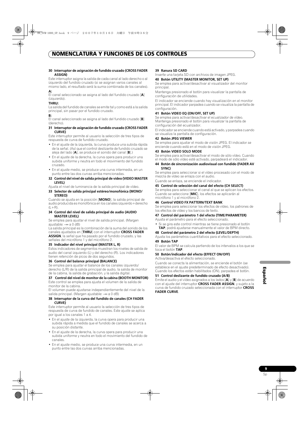 Nomenclatura y funciones de los controles | Pioneer SVM-1000 User Manual | Page 239 / 326