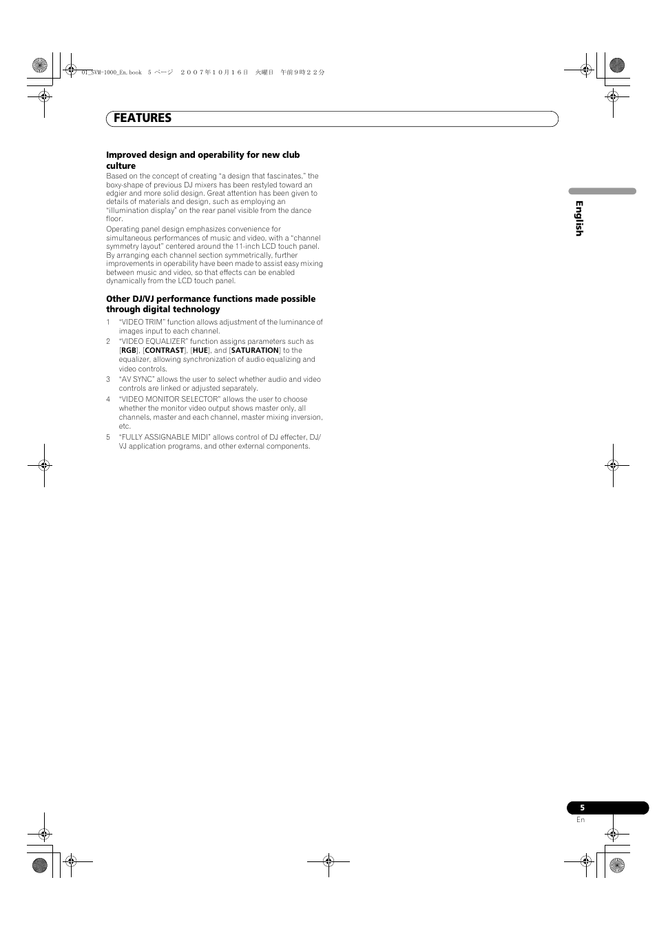 Features | Pioneer SVM-1000 User Manual | Page 5 / 326