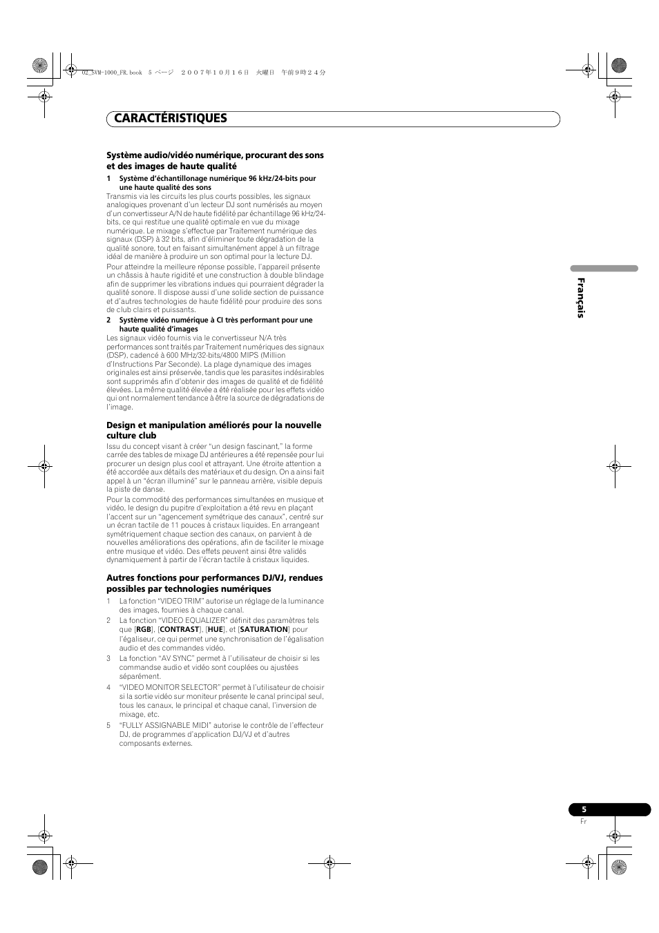 Caractéristiques | Pioneer SVM-1000 User Manual | Page 51 / 326