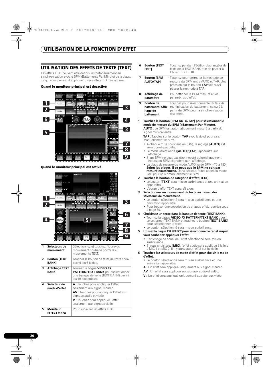 Utilisation des effets de texte (text), Utilisation de la fonction d’effet | Pioneer SVM-1000 User Manual | Page 66 / 326