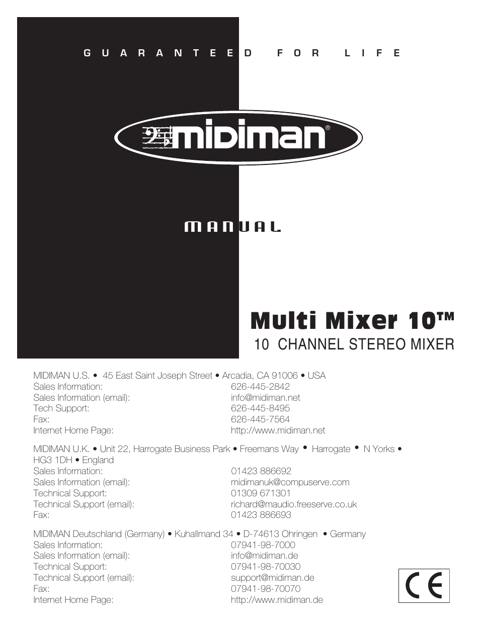M-AUDIO Multimixer 10 User Manual | 4 pages