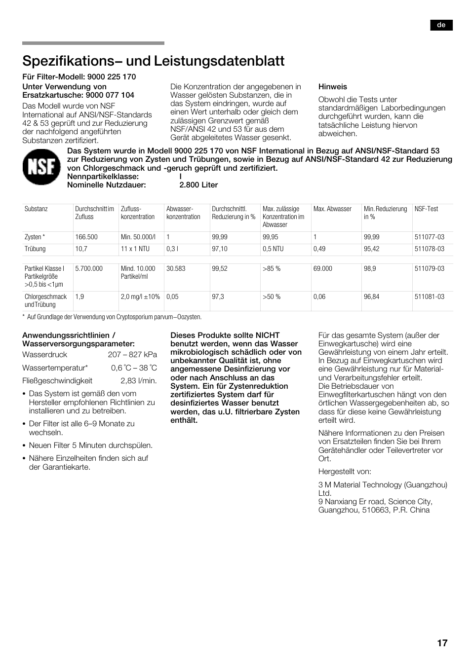 Spezifikations- und leistungsdatenblatt | Bosch KAD62V40 Réfrigérateur-congélateur américain Confort User Manual | Page 17 / 119