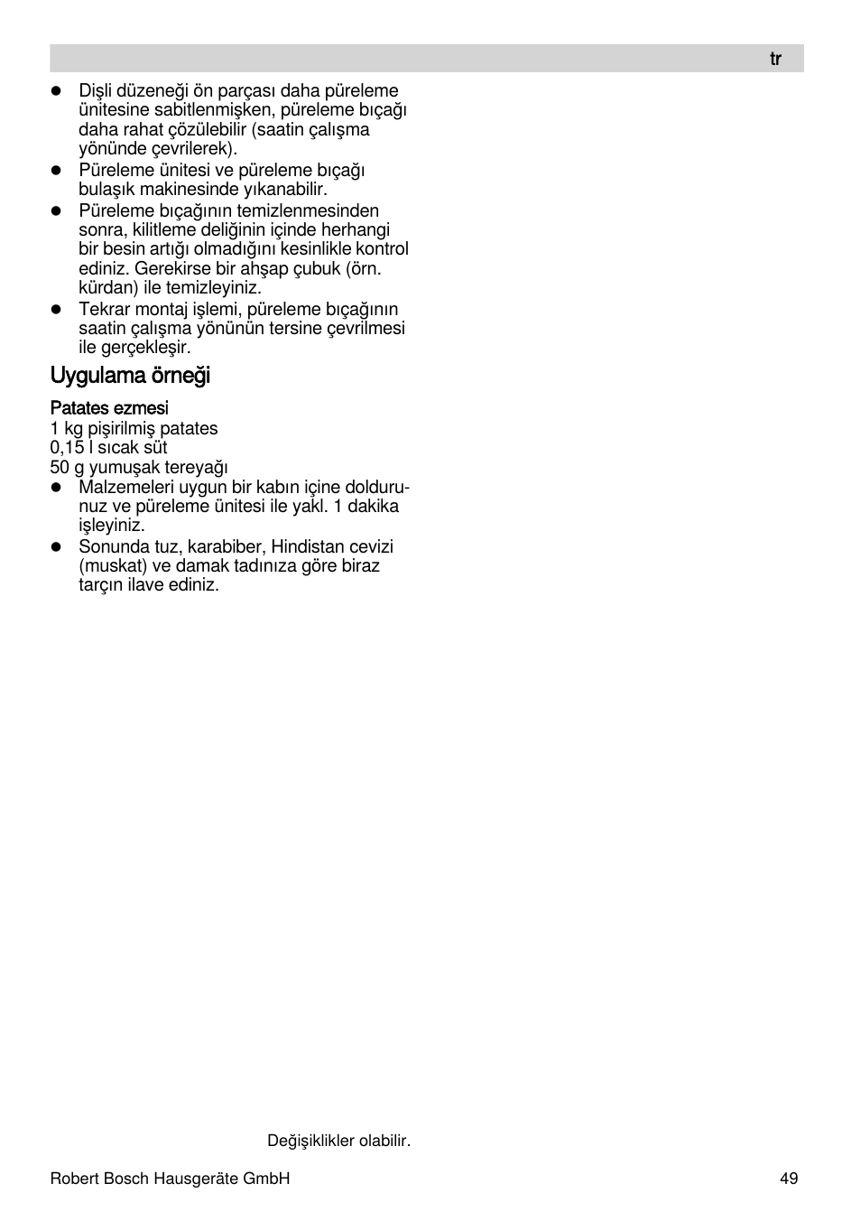 Uygulama örneği | Bosch MSM87165 Mixeur plongeant noir EDG User Manual | Page 49 / 75