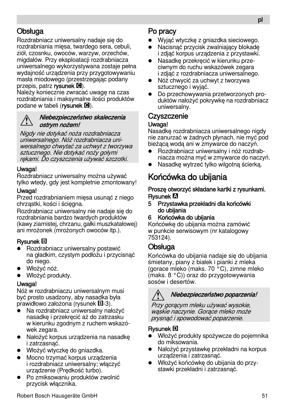 Końcówka do ubijania, Obsługa, Po pracy | Czyszczenie | Bosch MSM87165 Mixeur plongeant noir EDG User Manual | Page 51 / 75