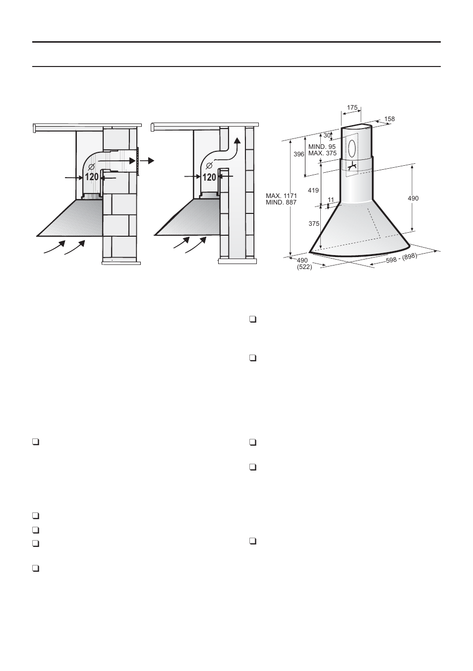 Antes de la instalación, Evacuación del aire hacia el exterior | Bosch DWA091450 - inox Hotte décorative murale 90 cm User Manual | Page 25 / 68