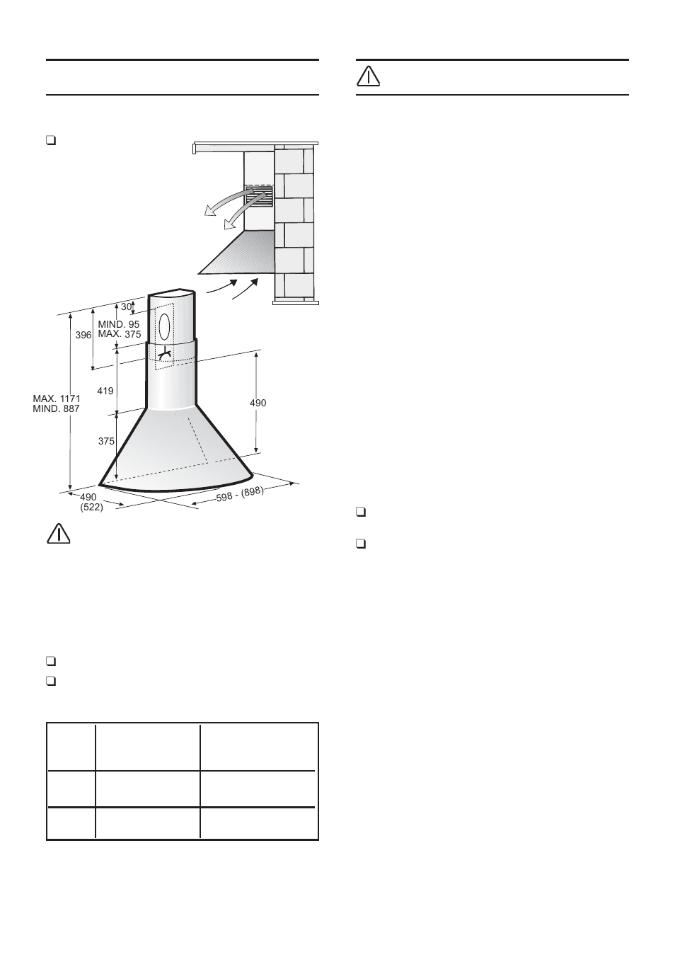 Antes de la instalación, Conexión eléctrica, Modalidad aire reciclado | Preparación de la pared | Bosch DWA091450 - inox Hotte décorative murale 90 cm User Manual | Page 26 / 68