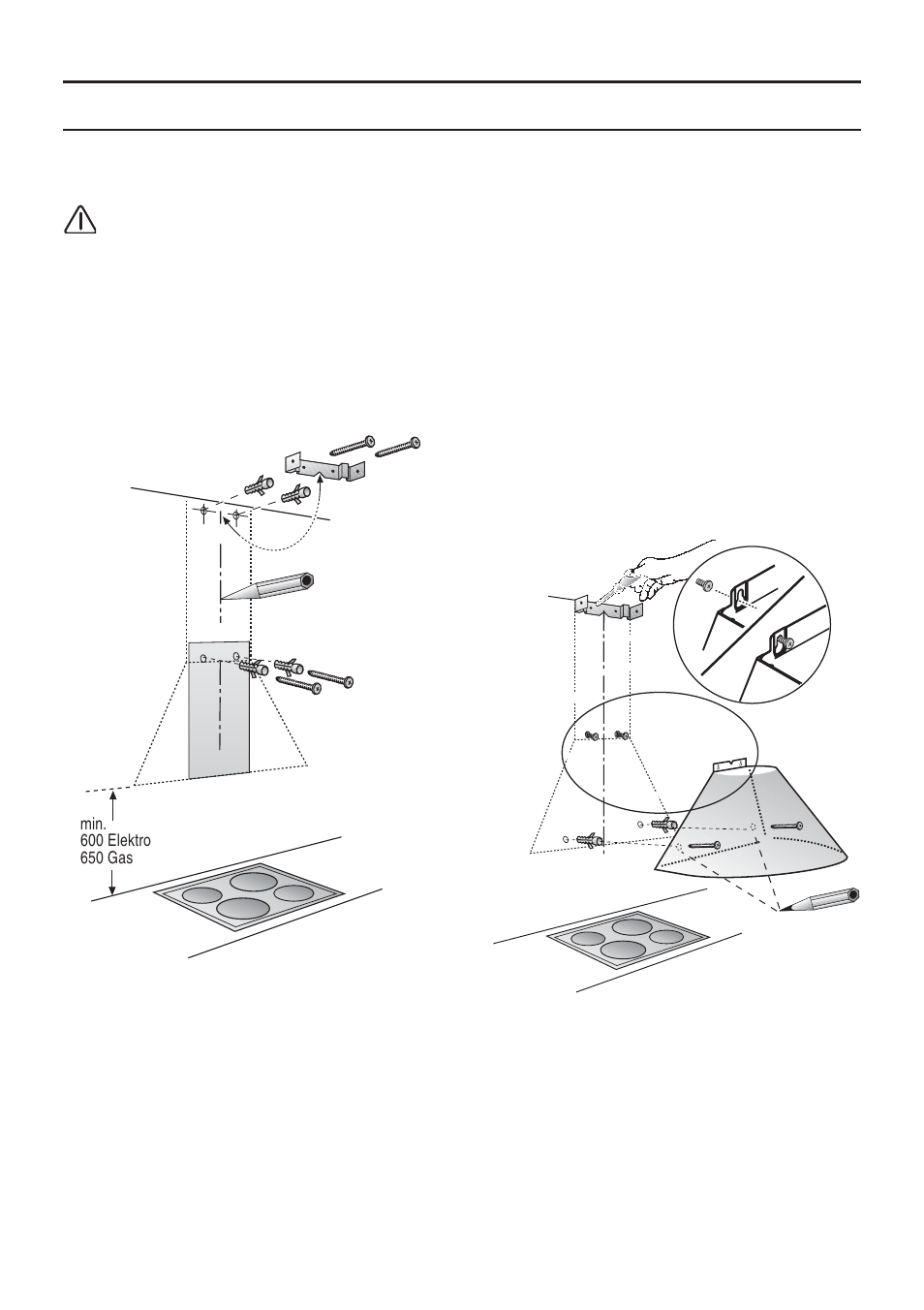 Instalação | Bosch DWA091450 - inox Hotte décorative murale 90 cm User Manual | Page 32 / 68