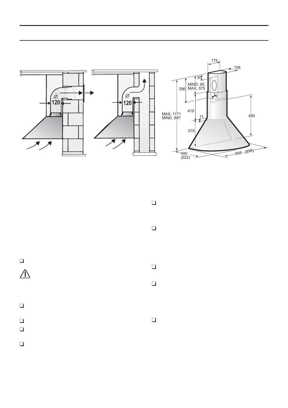 Före installationen, Utblåsversion | Bosch DWA091450 - inox Hotte décorative murale 90 cm User Manual | Page 35 / 68