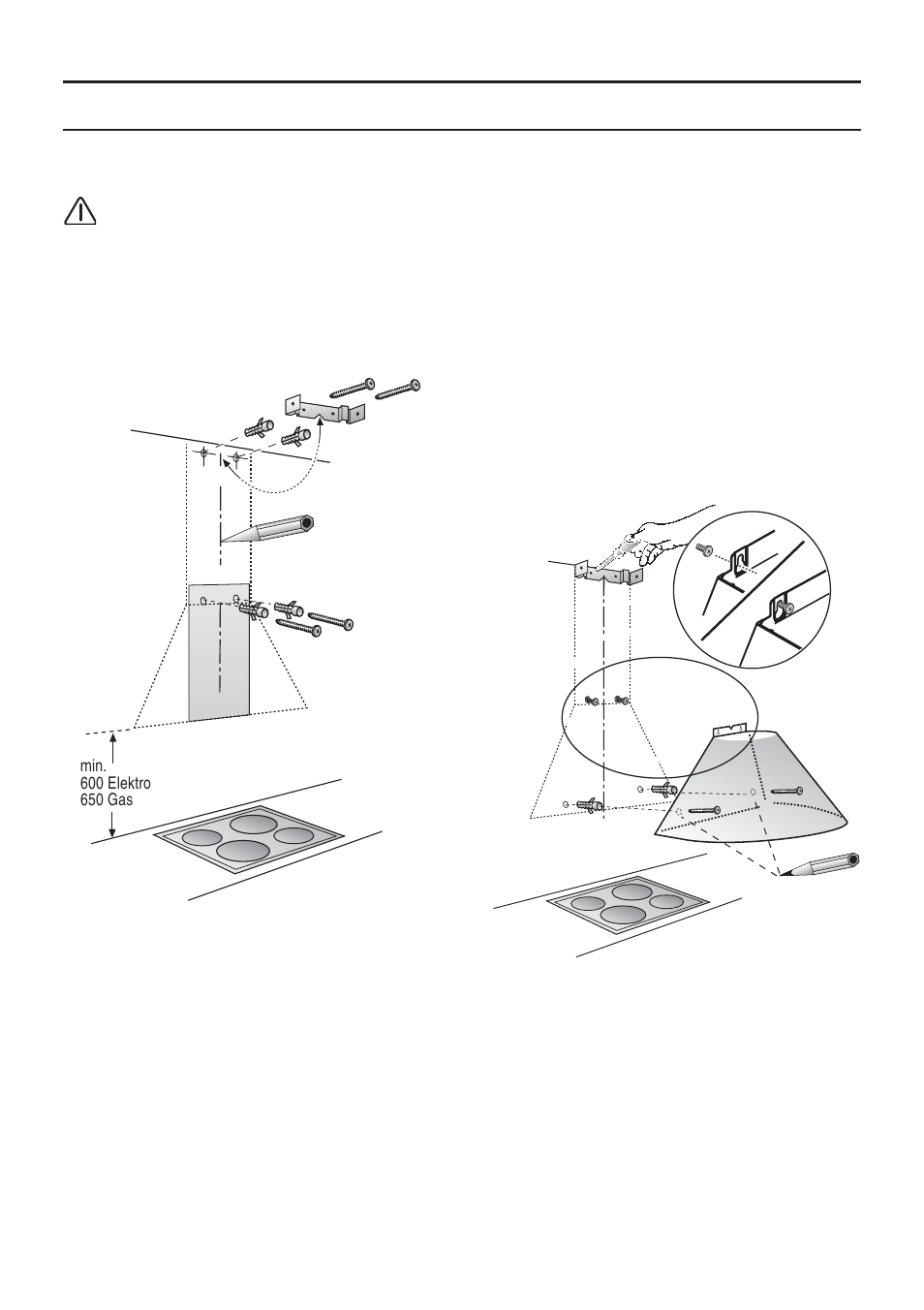 Installasjon | Bosch DWA091450 - inox Hotte décorative murale 90 cm User Manual | Page 42 / 68