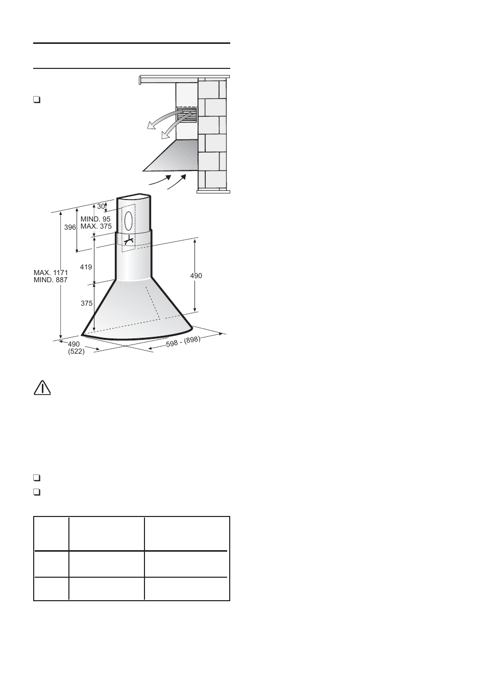 Vor der montage, Umluftbetrieb, Vorbereiten der wand | Bosch DWA091450 - inox Hotte décorative murale 90 cm User Manual | Page 5 / 68