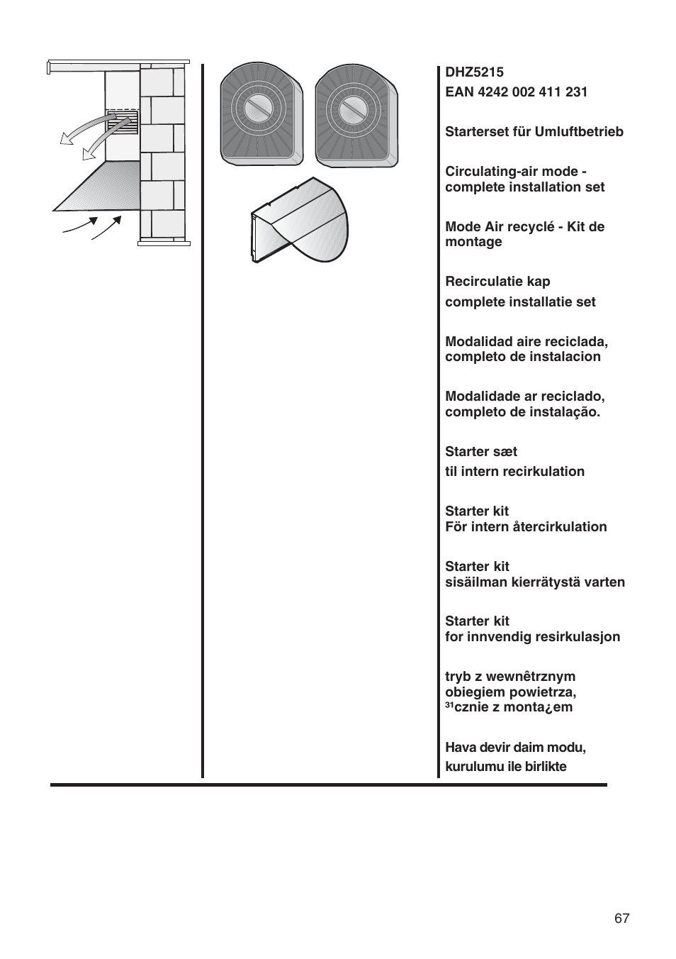 Bosch DWA091450 - inox Hotte décorative murale 90 cm User Manual | Page 67 / 68