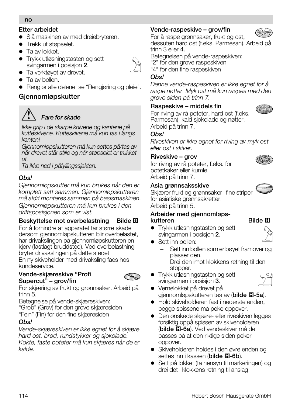 Bosch MUM57810 KITCHEN MACHINE INOX 900W HOME PRO Home Professional User Manual | Page 114 / 208