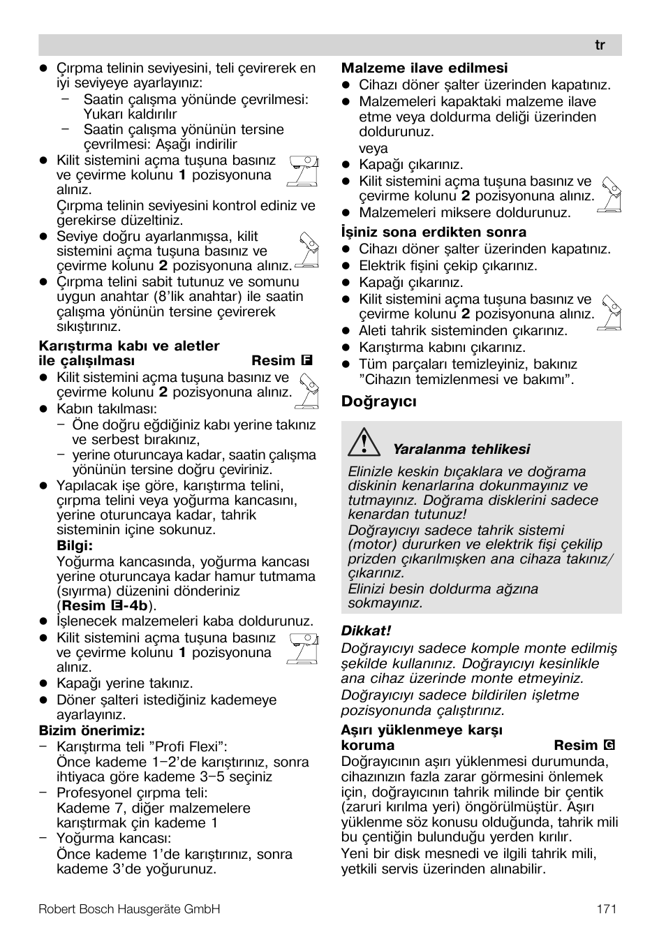 Bosch MUM57810 KITCHEN MACHINE INOX 900W HOME PRO Home Professional User Manual | Page 171 / 208