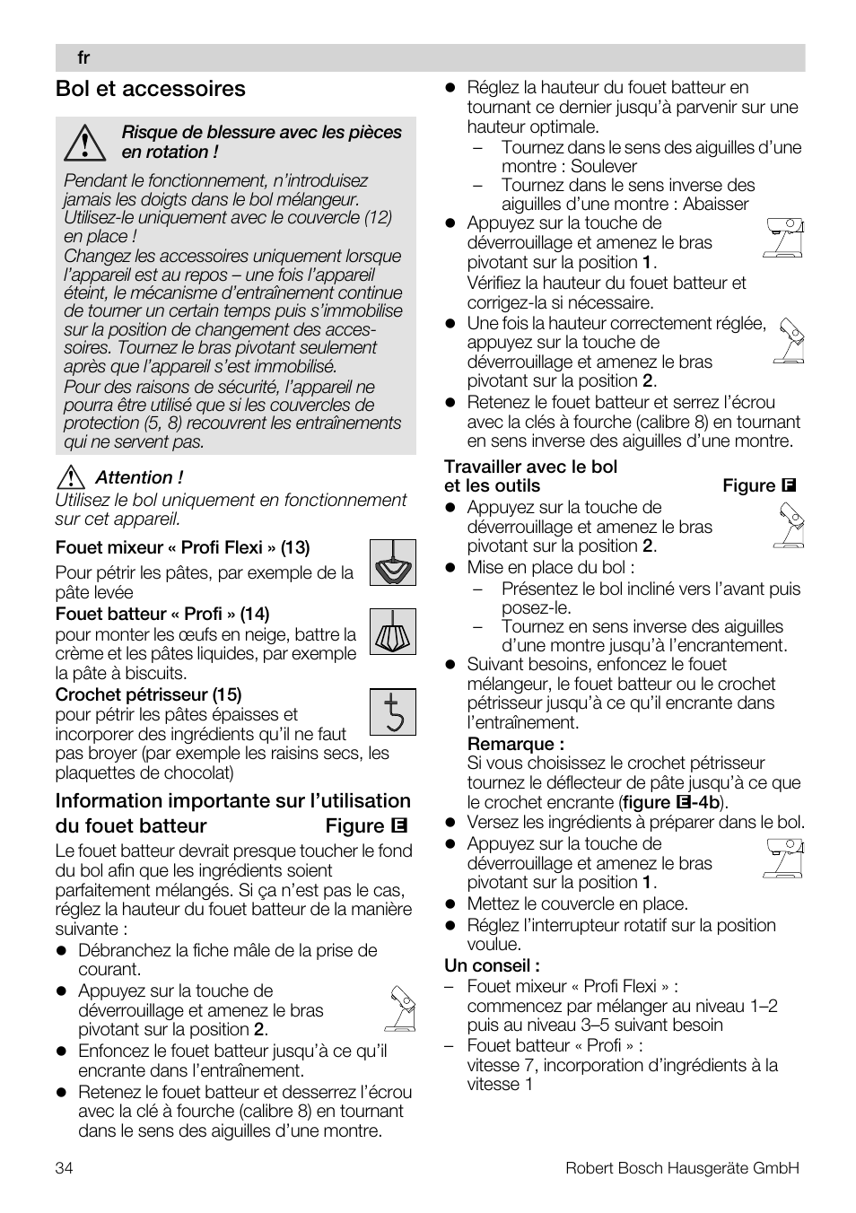 Bol et accessoires | Bosch MUM57810 KITCHEN MACHINE INOX 900W HOME PRO Home Professional User Manual | Page 34 / 208