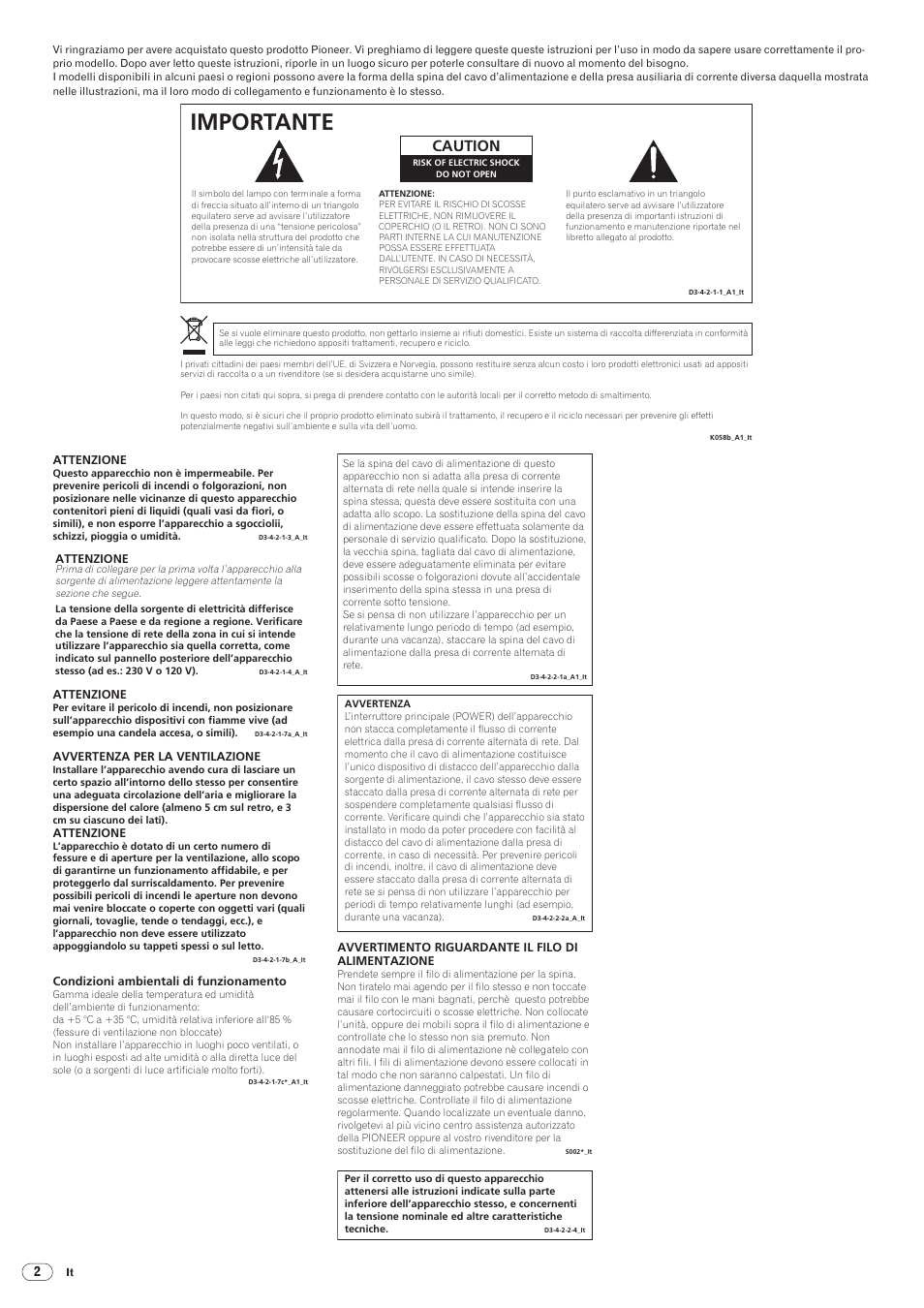 Importante, Drb1492-b, Caution | Pioneer DJM-5000 User Manual | Page 50 / 114