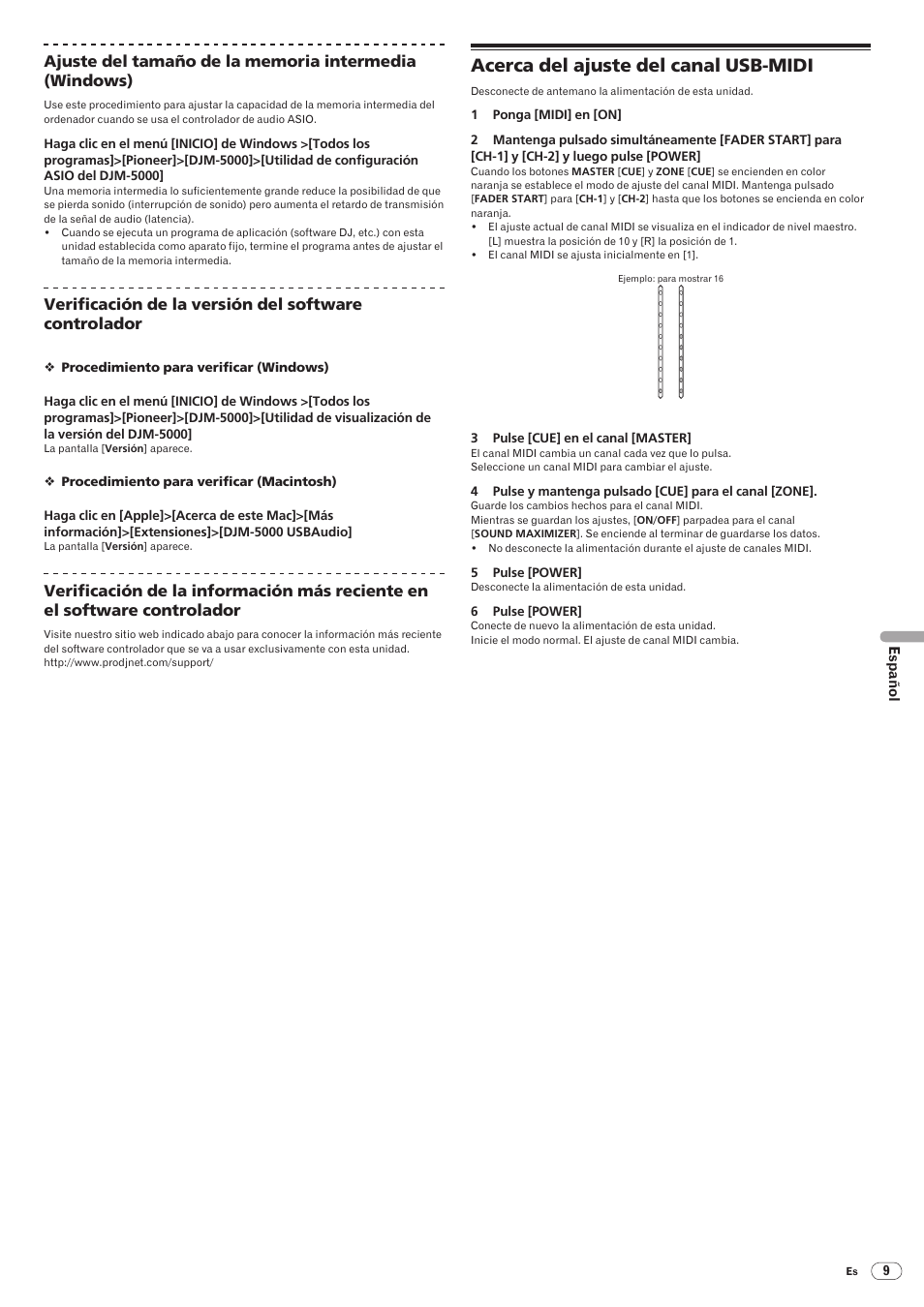 Acerca del ajuste del canal usb-midi, Drb1492-b, Español | Pioneer DJM-5000 User Manual | Page 89 / 114